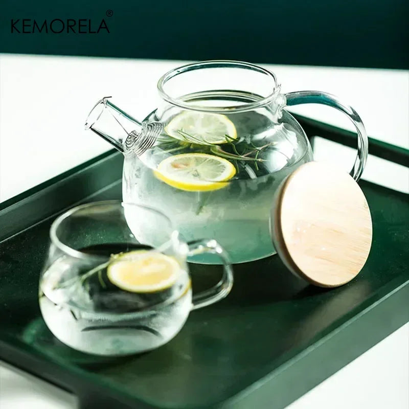 KEMORELA Clear Borosilicate Glass Teapot 1L & 1.8L | Tea Kettle Glass Teapot Axl