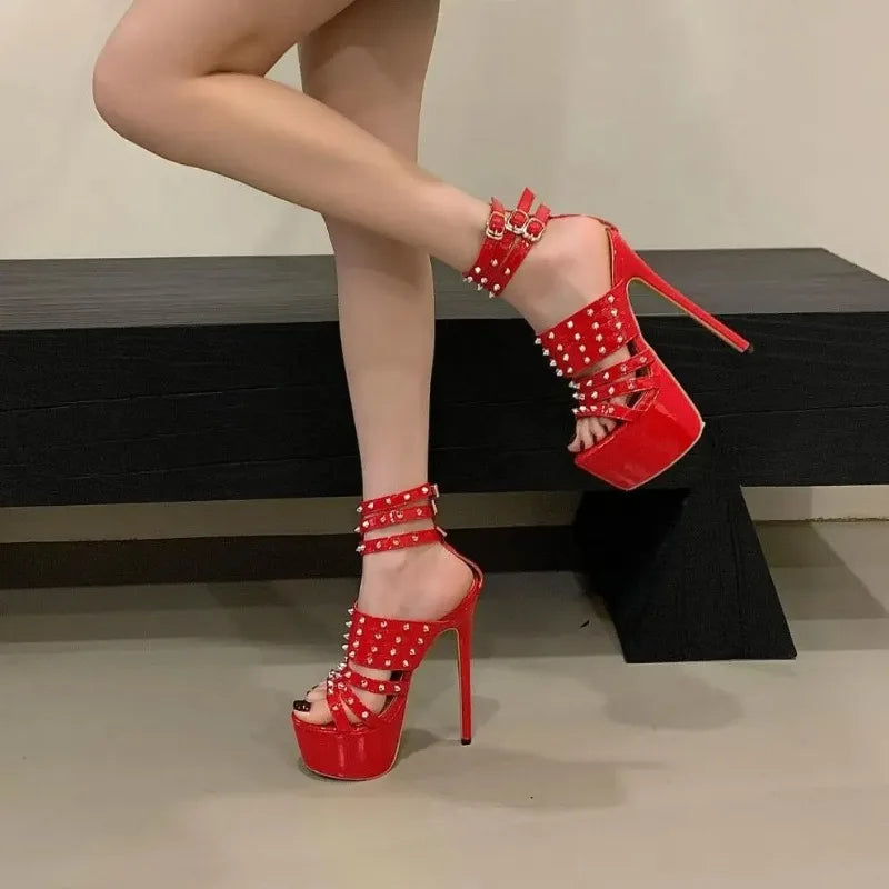 Women's Studded Platform Stiletto Sandals | Gothic Gladiator Platform Stiletto Sandals Axl