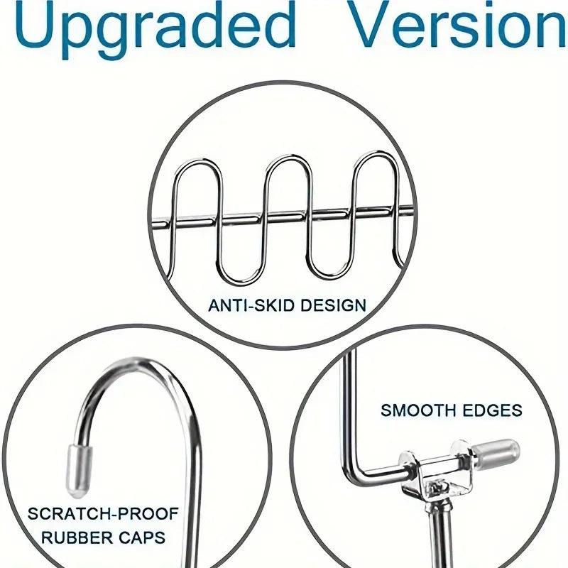 Stainless Steel Cascading Hangers 12-Slot | 2 or 4 Pack Closet Organizer Hangers Axl