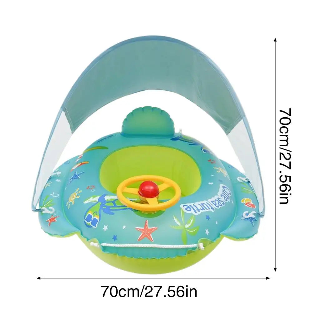 Kids Inflatable Pool Float with Sunshade Canopy | Swim Seat Ring Inflatable Pool Float Axl 1pcs