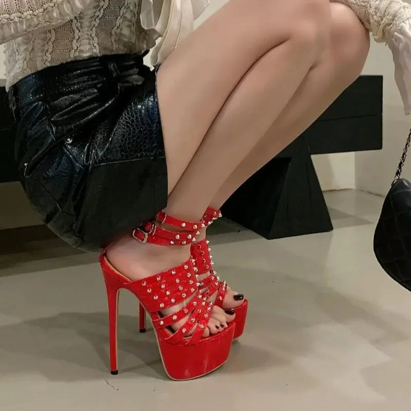 Women's Studded Platform Stiletto Sandals | Gothic Gladiator Platform Stiletto Sandals Axl
