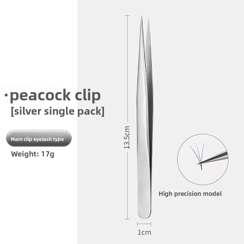 Silver Eyelash Extension Tweezers – Dolphin & Feather Precision Set Eyelash Tweezers Set Axl Mirror light-Peacock