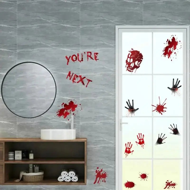 Halloween Blood Handprint Wall & Window Stickers | Horror Decals Halloween Wall Decals Axl
