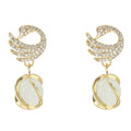Crystal Swan Drop Earrings – Sparkling Women's Fashion Jewelry Drop Earrings Axl 1pair