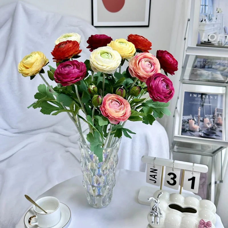 Artificial Ranunculus Flower Branch – 2-Head Silk Rose, 50cm Artificial Flower Branch Axl