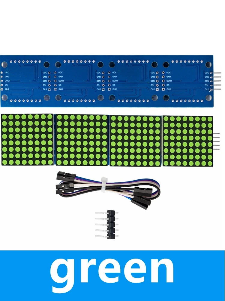 MAX7219 4-in-1 Dot Matrix Module for Arduino – 5P Cable LED Display Module Axl green