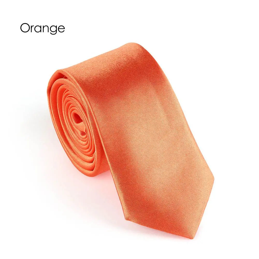 Men's Slim Solid Skinny Necktie – Faux Silk Wedding & Party Tie Men's Necktie Axl orange
