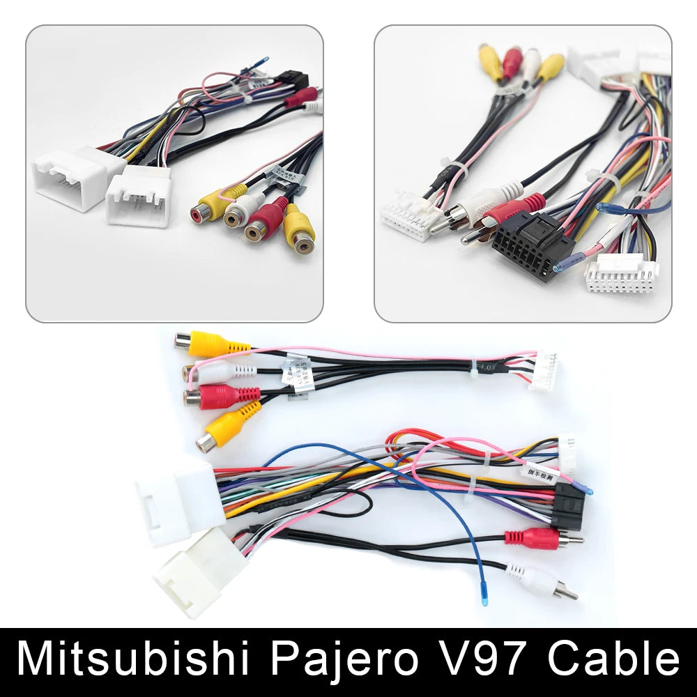 2 Din Car Android Radio Wiring Harness GPS & RCA Connector Car Radio Harness Axl Mitsubishi PajeroV97