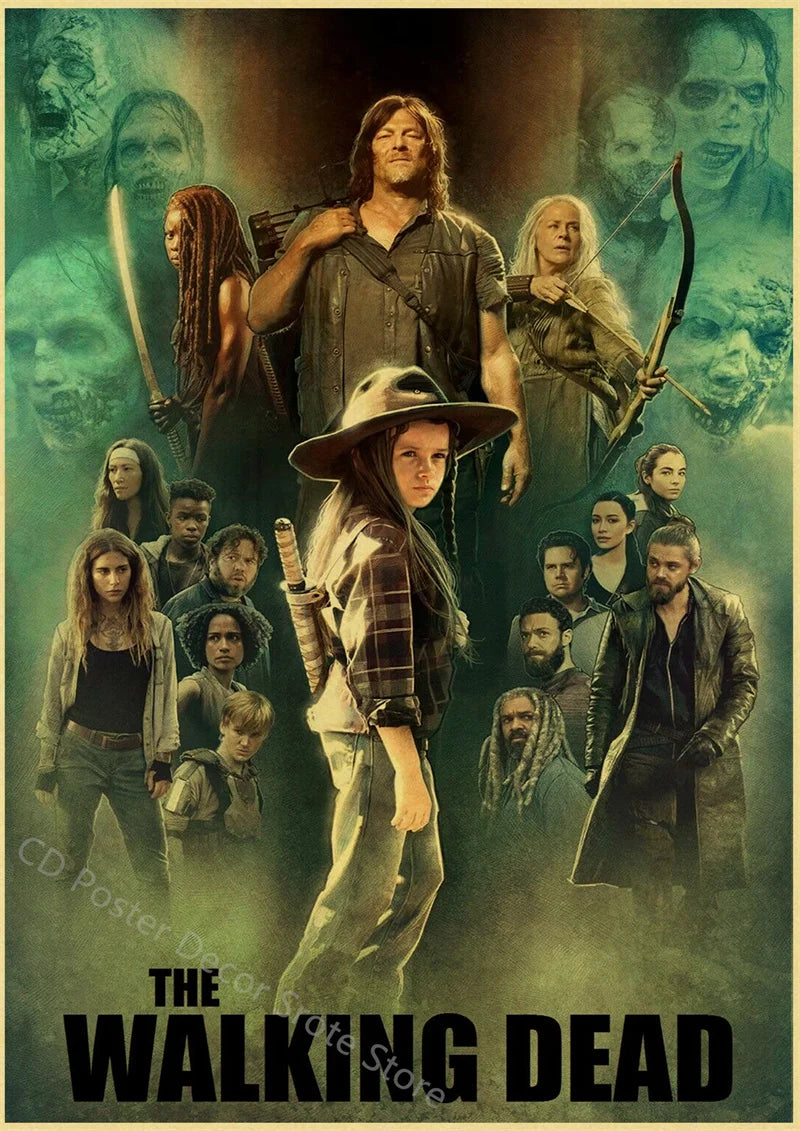 Walking Dead Retro Vintage Poster | Wall Art Print A3/A4 Wall Art Poster Axl 27 A3