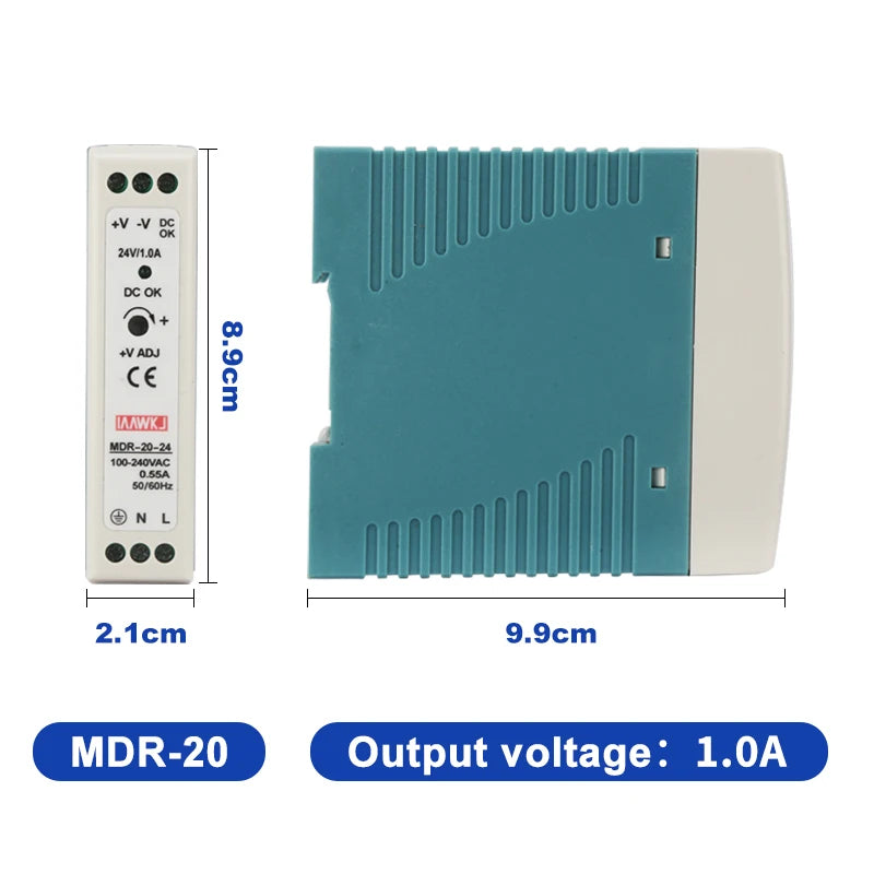 MDR DIN Rail Power Supply 5V 12V 24V | 10W–100W DC Switch DIN Rail Power Supply Axl