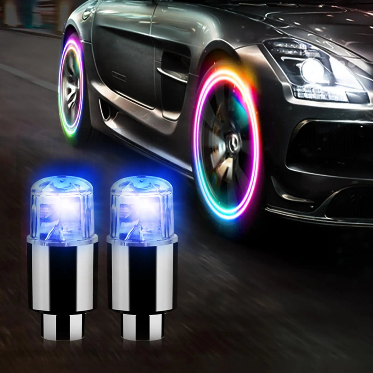 LED Tire Valve Cap Lights 2 Pcs – Car, Bike & Motorcycle Wheels LED Valve Cap Lights Axl