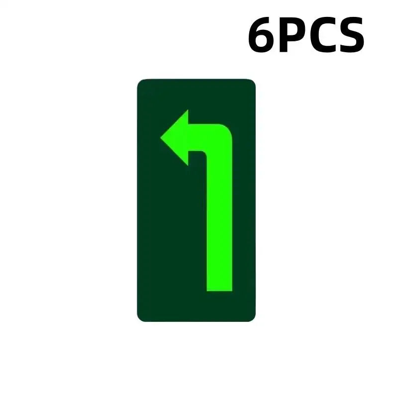 Glow in the Dark Exit Floor Stickers – Evacuation Signs 2/6 Pack Safety Floor Stickers Axl left arrow 6pcs