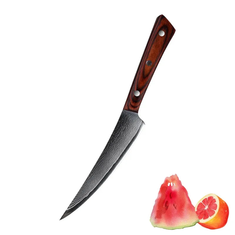 Damascus Steel Boning Knife – 67-Layer Full Tang Fillet Knife Damascus Kitchen Knife Axl 1pcs