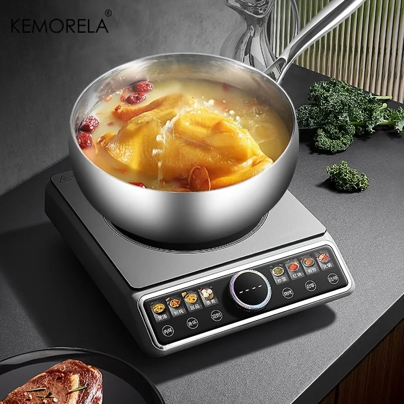 KEMORELA 3-Layer Stainless Steel Wok Pan – Hammered Finish Stainless Steel Wok Axl