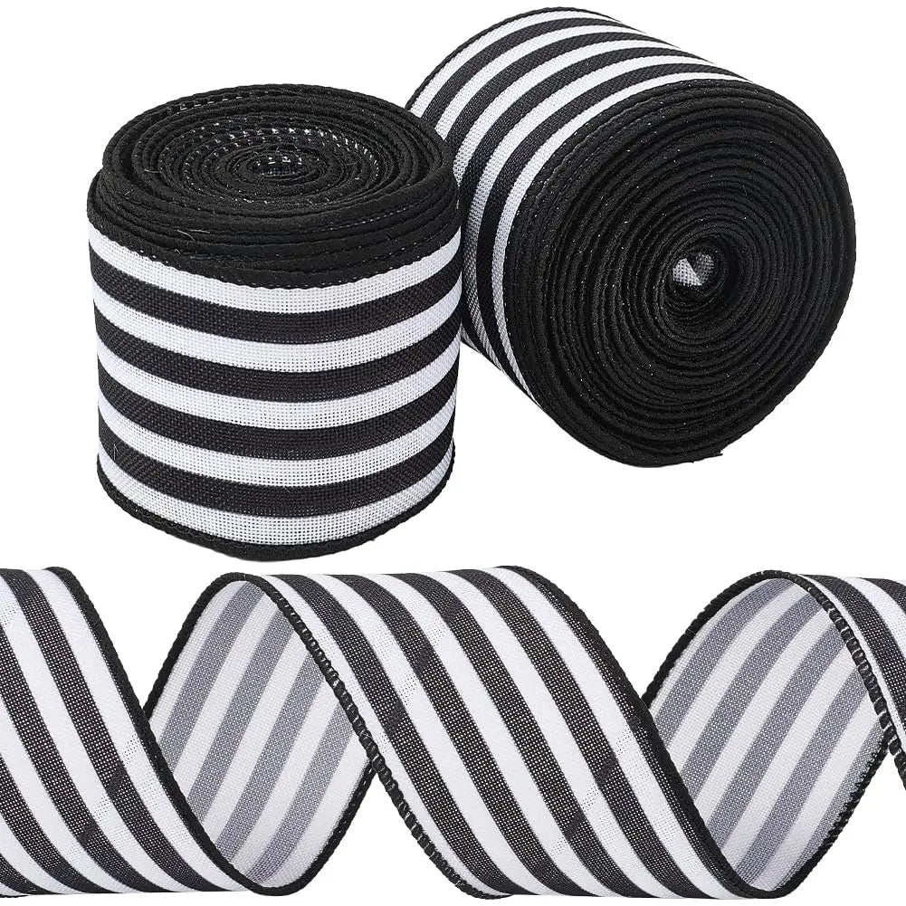 Red & White Striped Wired Ribbon 2" Wide – 10.94 Yards Total Decorative Craft Ribbon Axl AECH04-17742