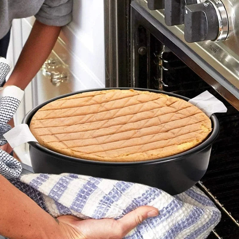 Non-Stick Carbon Steel Round Cake Pans + 50 Parchment Papers Round Cake Pan Set Axl