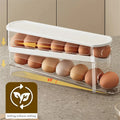 Rolling Egg Dispenser Rack – 2–4 Tier Fridge Egg Organizer Egg Organizer Rack Axl 2 Tier White