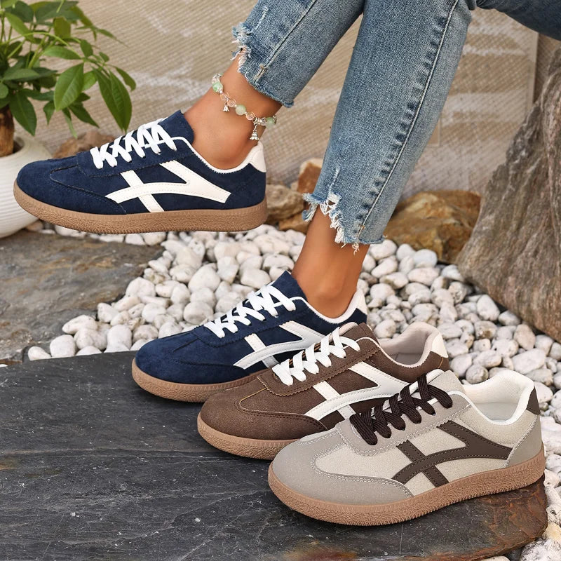 MCDV Women's Vulcanized Flat Sneakers – Lace-Up Casual Shoes Women's Flat Sneakers Axl