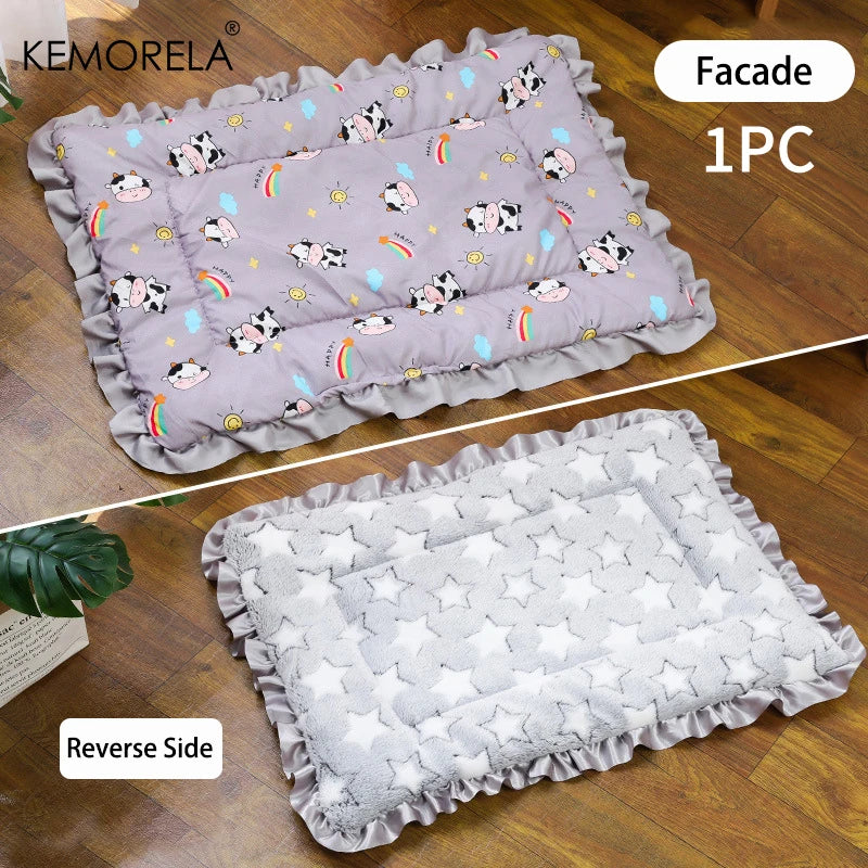 KEMORELA Double-Sided Pet Sleeping Mat – Cat & Dog Warm Pad Pet Sleeping Mat Axl Gray 32X25