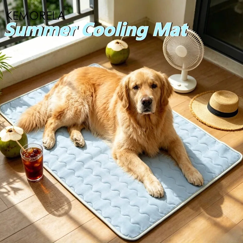KEMORELA Pet Cooling Mat – Ice Pad Bed for Cats & Dogs Pet Cooling Mat Axl Light Blue 50X70cm