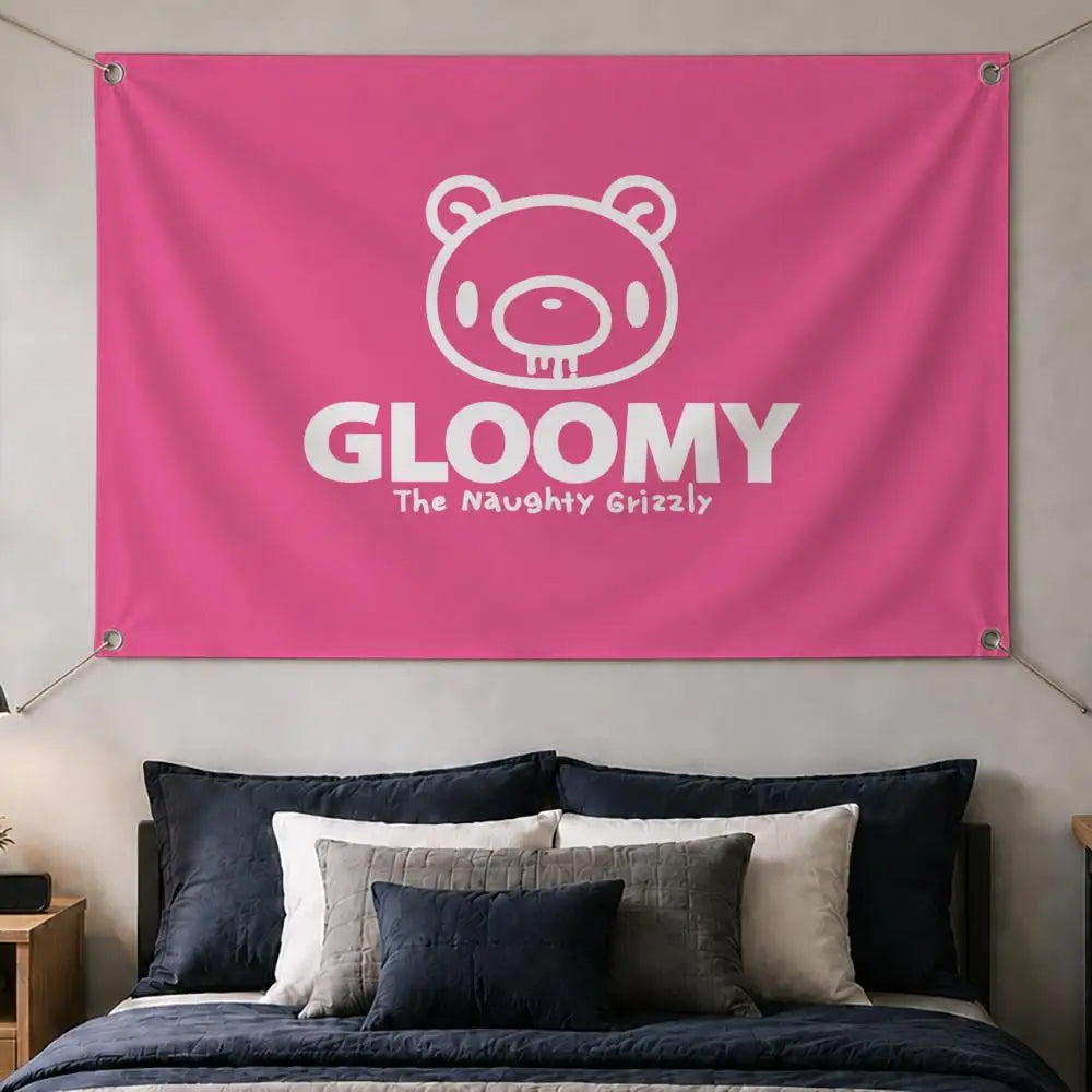 Gloomy Bear Wall Hanging Flag Banner – Indoor & Outdoor Decor Wall Flag Banner Axl