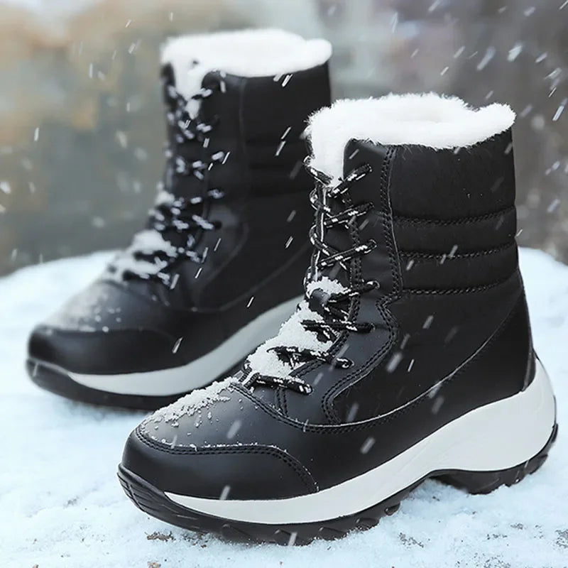 AZGB Women's Fur-Lined Platform Wedge Snow Boots | Winter Women's Snow Boots Axl