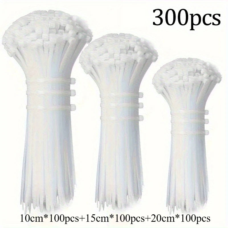 300 Pcs Heavy-Duty Nylon Cable Ties – Self-Locking Zip Ties Nylon Cable Ties Axl White
