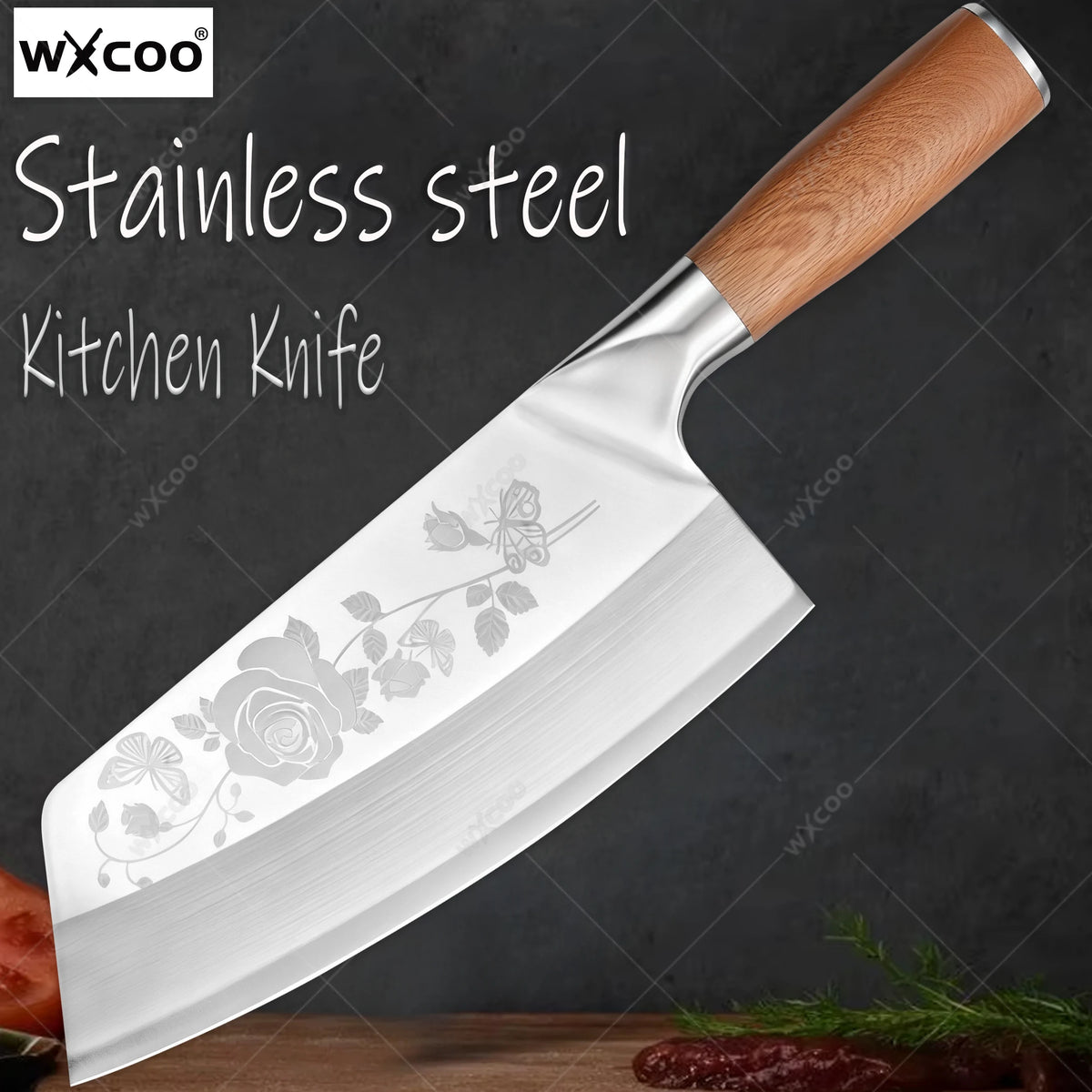 WXCOO 7.8" Chinese Cleaver | 5Cr15 Steel Chef & Butcher Knife Chinese Cleaver Knife Axl