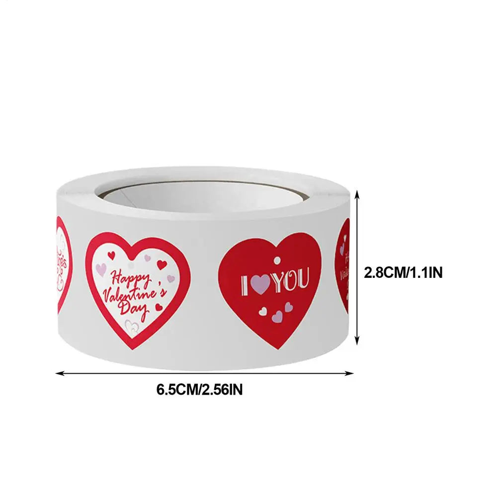 Heart Shaped Sealing Stickers Roll – Gift & Party Decor Decorative Sticker Roll Axl Red