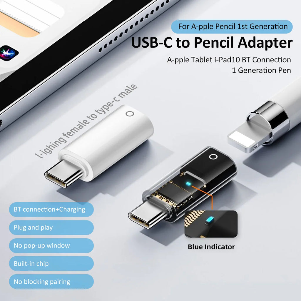 USB-C to Lightning Adapter for Apple Pencil 1st Gen | iPad 10 Stylus Charger Adapter Axl