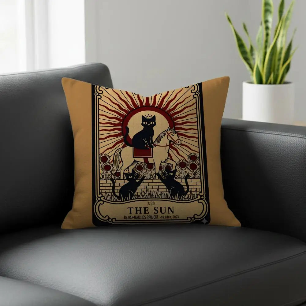 Tarot Cat Linen Cushion Cover – Sofa, Bed & Chair Décor Linen Cushion Cover Axl White5 60X60cm
