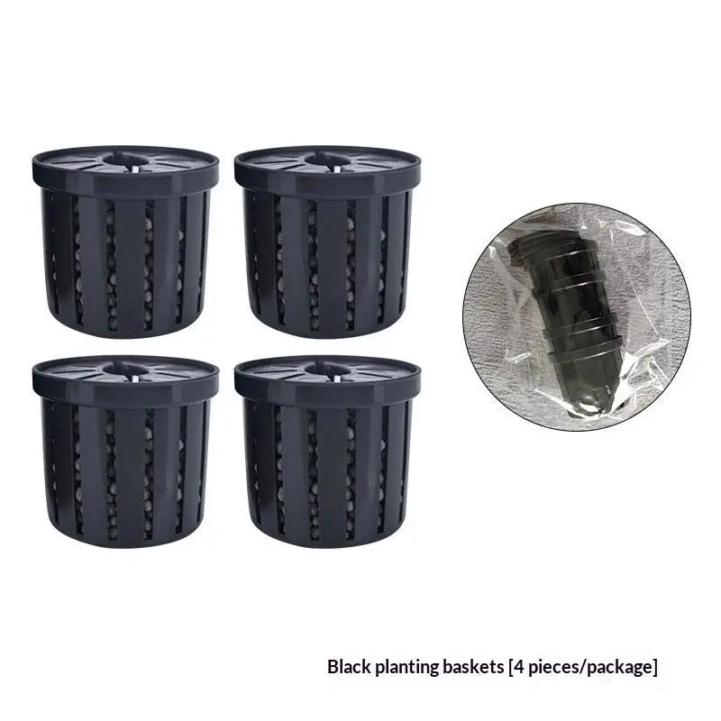 4-Pack Aquarium Net Planter Cups | Hydroponic Fish Tank Baskets Aquarium Planter Basket Axl Black
