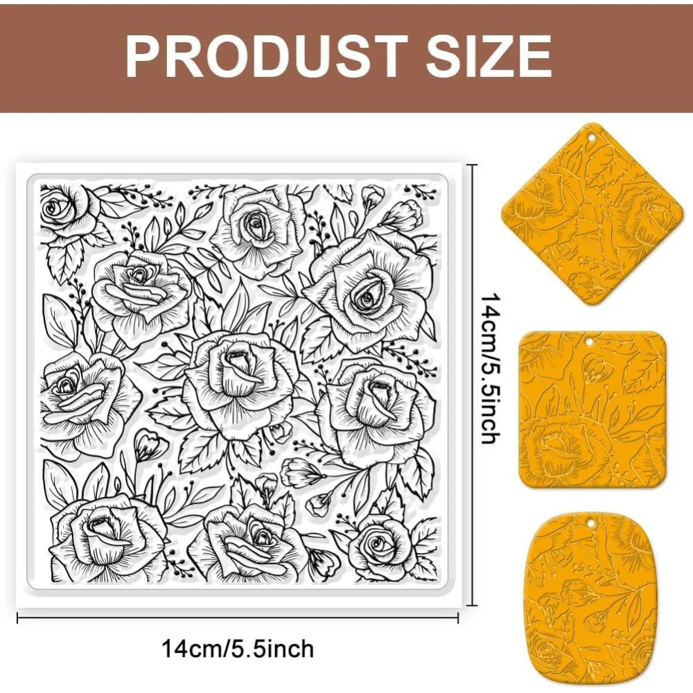 Rose Silicone Texture Sheet for Polymer Clay Earrings & Jewelry Clay Texture Stamp Axl