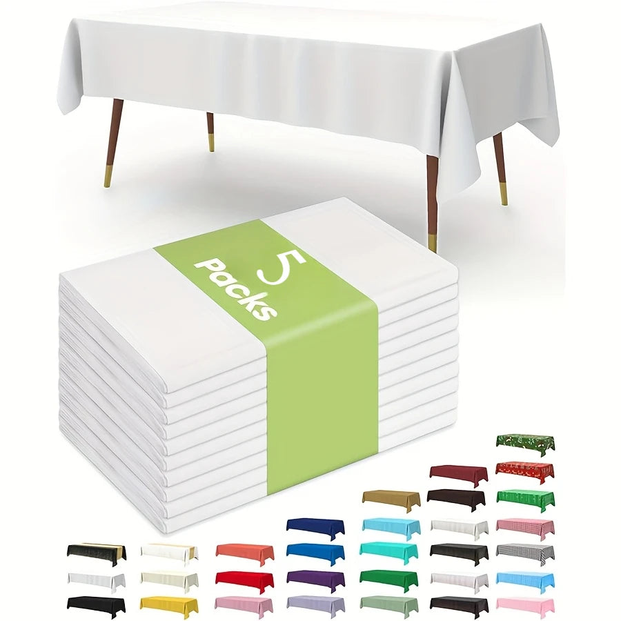 Large Disposable PEVA Tablecloth 54×108" – Party & Events Disposable Tablecloth Axl White 5pcs