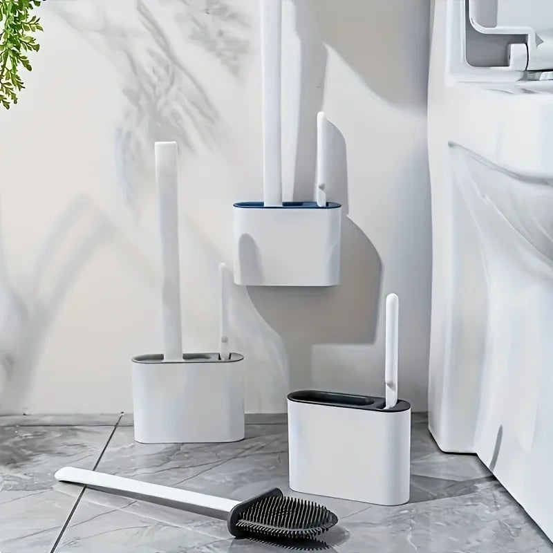 Wall-Mounted Silicone Toilet Brush Set – 2 Brushes + Holder Toilet Brush Set Axl