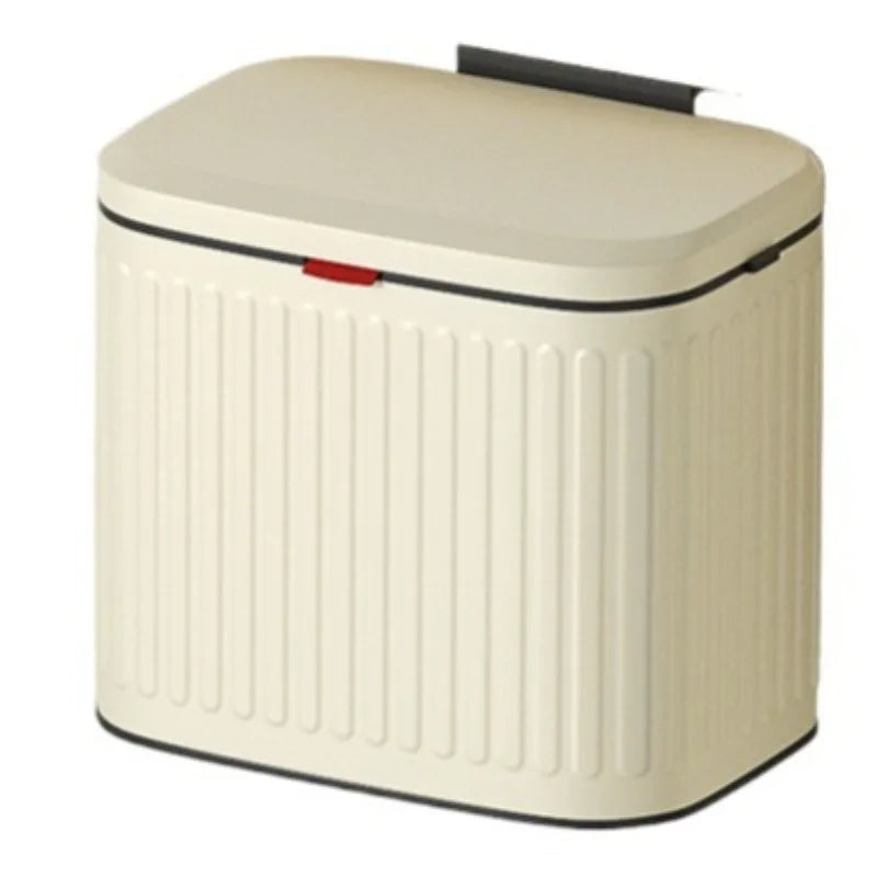 Wall Mounted Stainless Steel Trash Can with Lid – 8L Wall Mounted Trash Can Axl 4L-Beige-Embossing