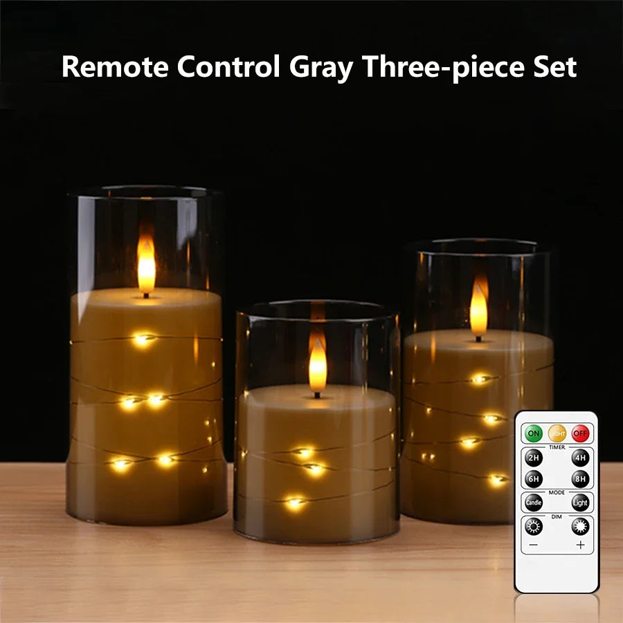 Battery-Powered Flameless LED Candles with Remote – Set of 3 LED Candle Set Axl