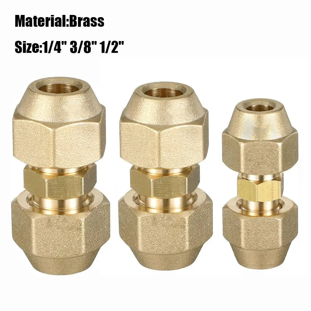 Brass Flare Fittings 1/4" 3/8" 1/2" Copper Pipe Coupling Adapters Pipe Flare Fittings Axl