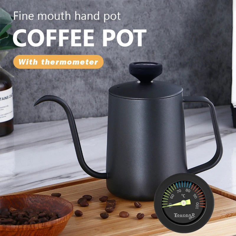 350ml Gooseneck Drip Kettle with Thermometer | Stainless Steel Gooseneck Drip Kettle Axl