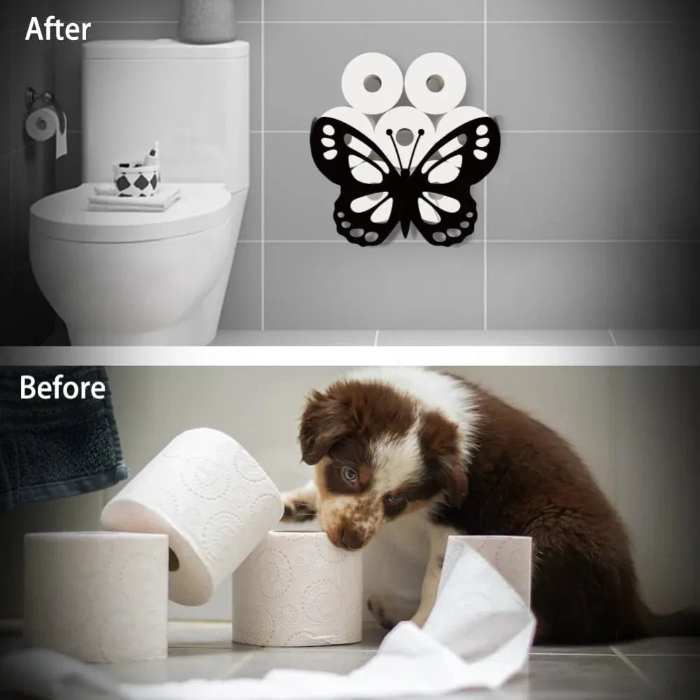 Forest Bear Metal Toilet Paper Holder – Black Wall Mount 8 Roll Toilet Paper Holder Axl