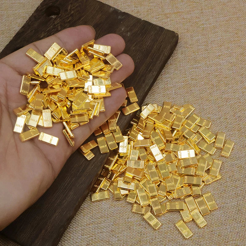 50 Pc Miniature Gold Bar Set – Dollhouse Decor & Pretend Play Dollhouse Miniatures Axl