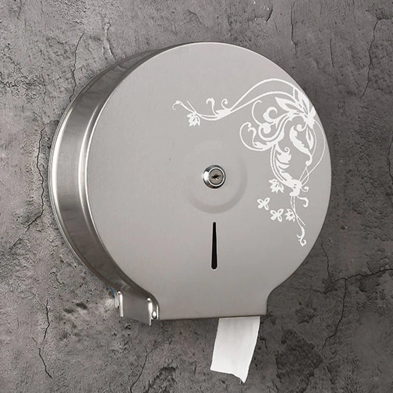 Stainless Steel Wall Tissue & Toilet Paper Holder Box Tissue Paper Holder Axl Silver with pattern