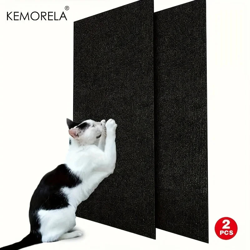 KEMORELA 2-Pack Self-Adhesive Cat Scratch Mats – Furniture Protector Cat Scratching Mat Axl 2PCS Black 30X30cm