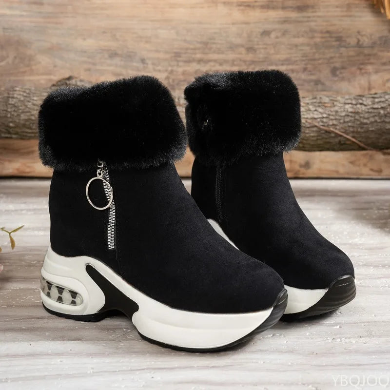Women's Winter Ankle Boots – Anti-Slip Thick Sole Zip-Up Women's Ankle Boots Axl