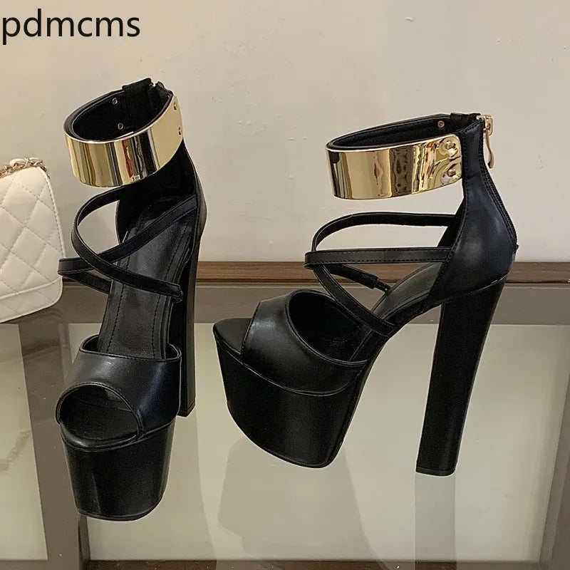 Women's Platform High Heel Sandals – Open Toe Zipper Summer Platform Heel Sandals Axl
