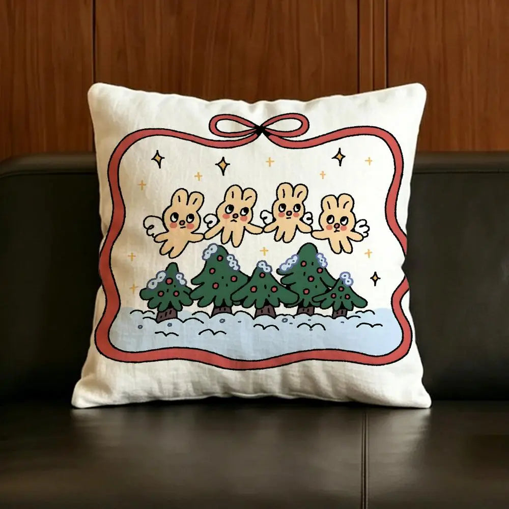 Natural Linen Cushion Cover Set | Printed Pillow Cover 6 Sizes Linen Cushion Cover Axl White1 30X30cm