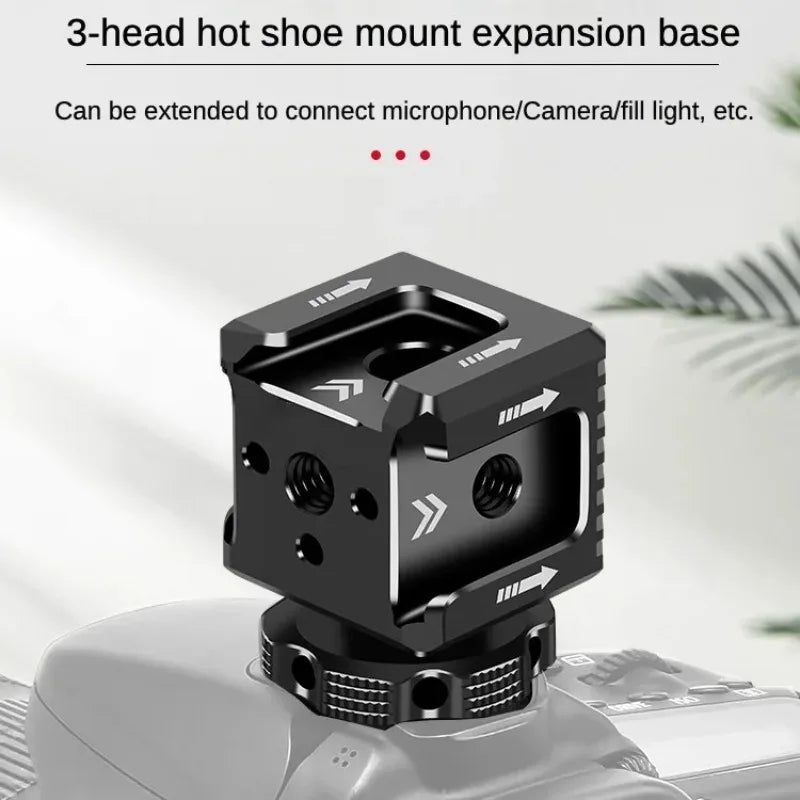 Triple Cold Shoe Mount Adapter for DSLR Camera Cage Rig Camera Cage Accessory Axl