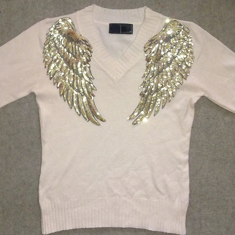 Large Sequin Wing Patches – Sew-On DIY Appliqué for Jeans Sew-On Fabric Patch Axl