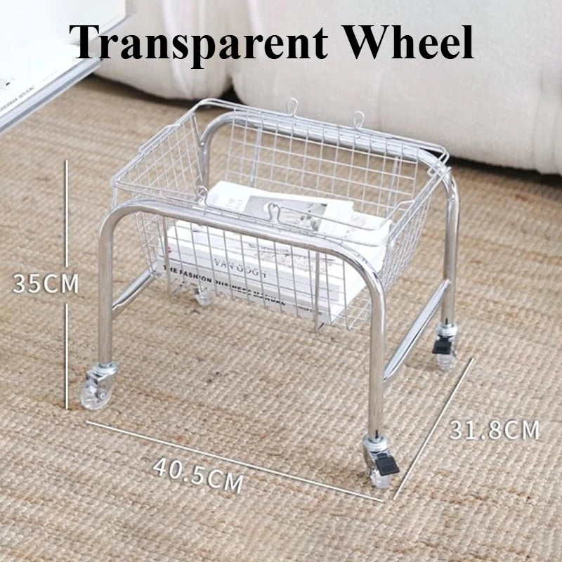 Nordic Minimalist Metal Rolling Organizer Cart with Wheels Rolling Storage Cart Axl Basket Cart