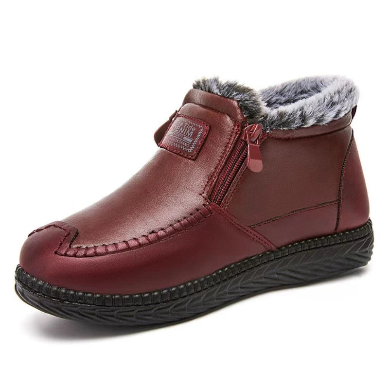 YBQJOO Women's Ankle Snow Boots – Warm Winter Suede Zip Women's Snow Boots Axl